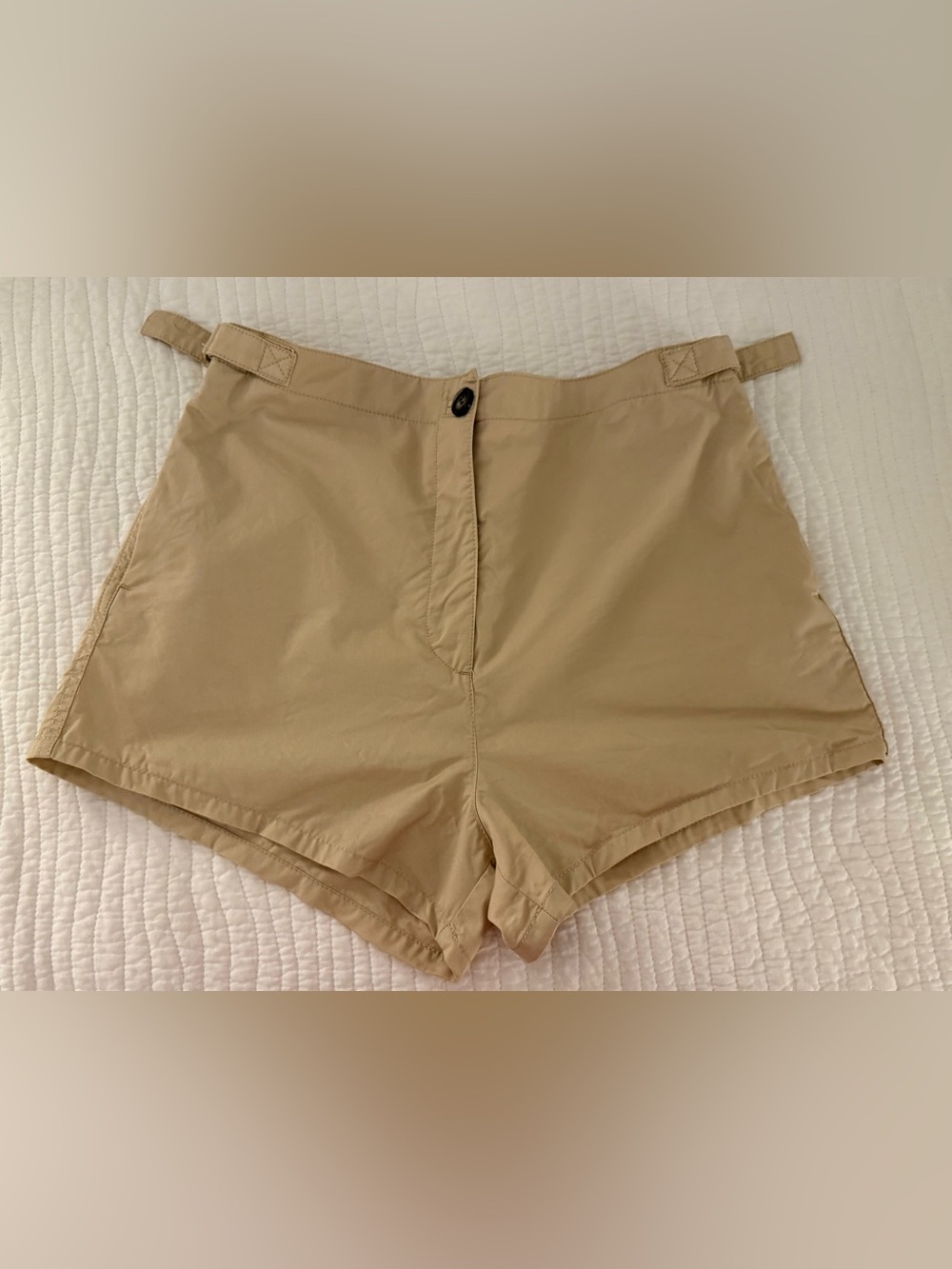 Zara Beige Cotton Shorts | Elastic Waist | Size Medium